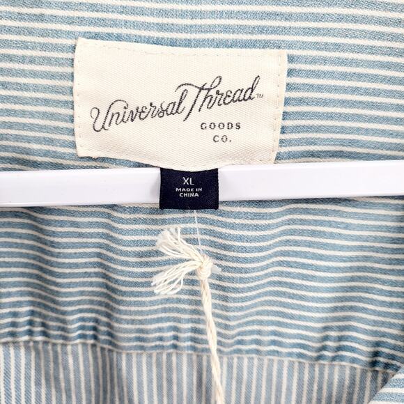 NWT Universal Thread Railroad Striped Utility Jacket Faded Light Blue & White XL - Picture 10 of 12